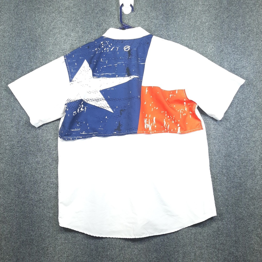 Magellan Outdoors Fishing Shirt Lake Fork 160785 Size L White Mens Texas Flag